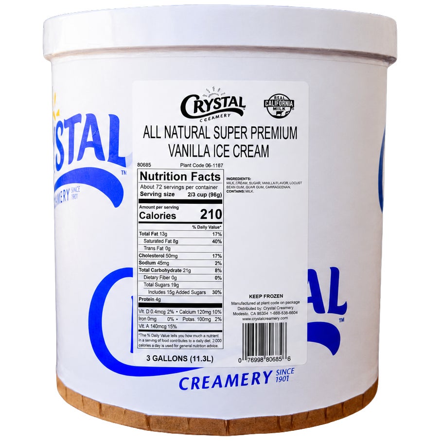 Crystal Creamery Premium Vanilla Ice Cream, 3 Gallons