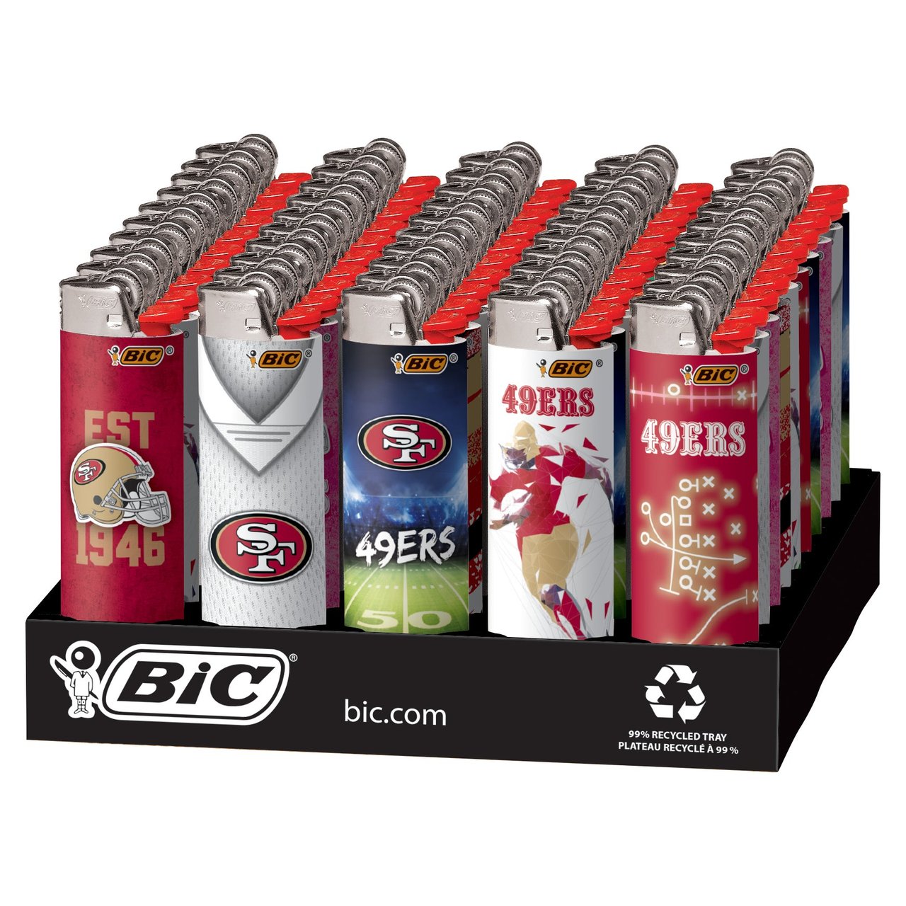 BIC Lighters NFL San Francisco 49ers 50 CT Tray