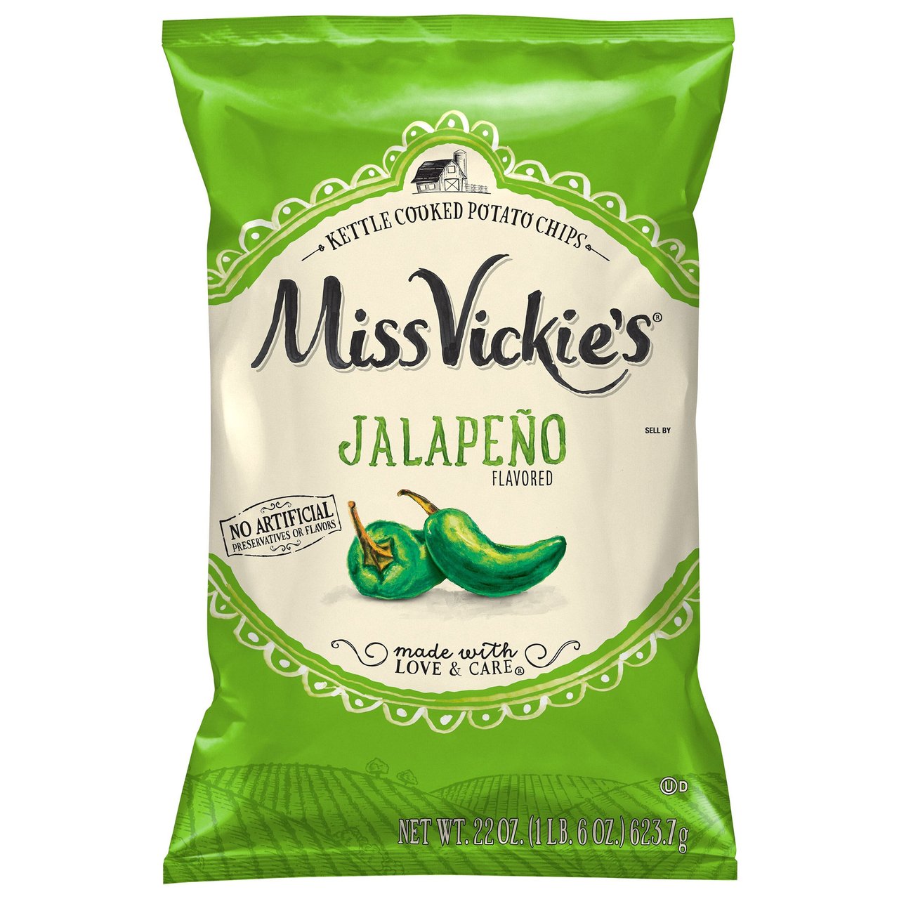 Miss Vickie's Kettle Cooked Potato Chips, Jalapeño, 22 oz - Image 1
