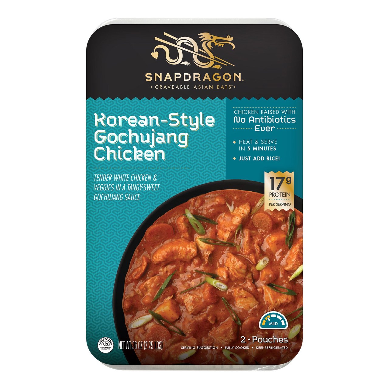 Snapdragon Korean-Style Gochujang Chicken, 2 x 18 oz Pouches - Image 1
