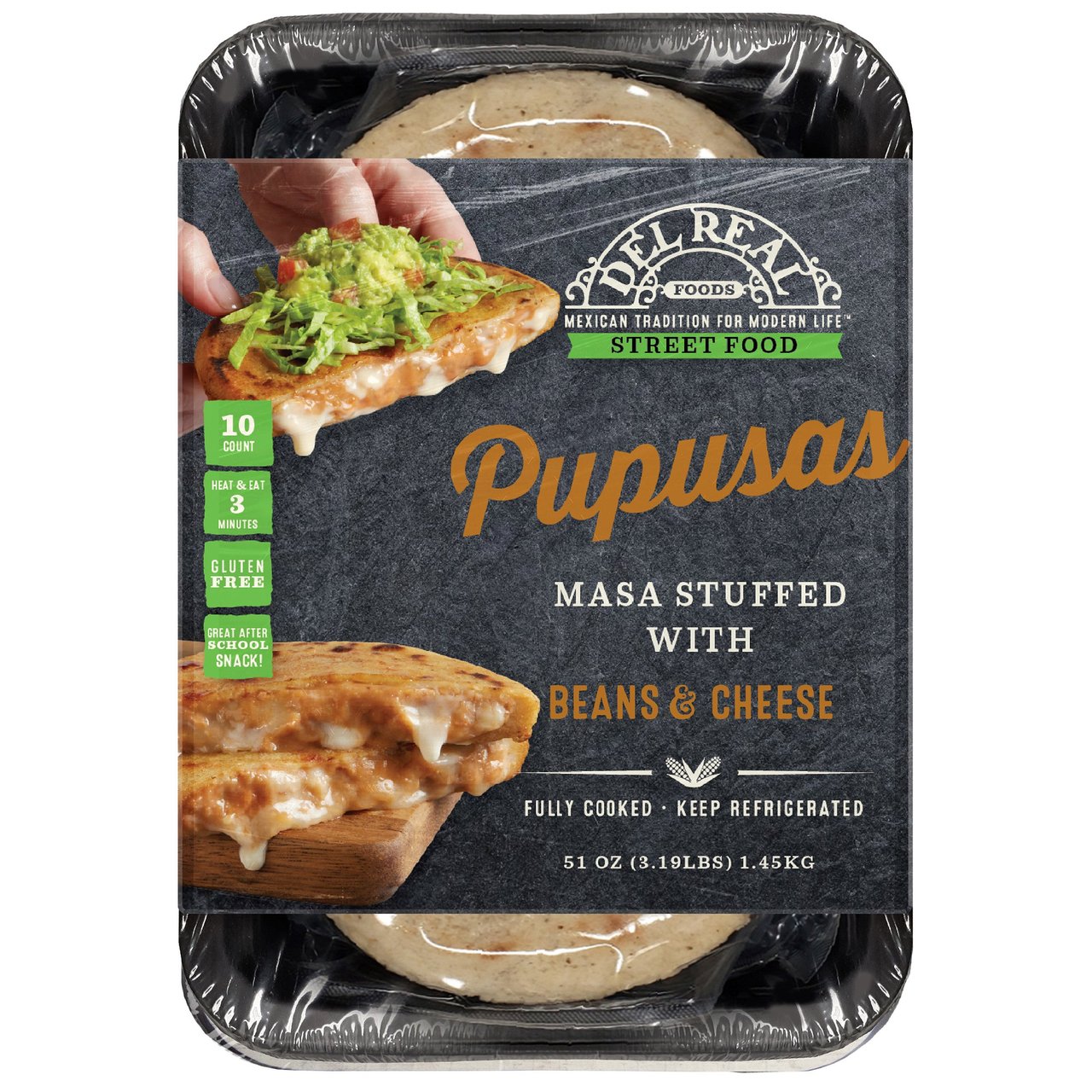 Del Real Bean & Cheese Pupusas 51 oz (3.18 lbs) - Image 1