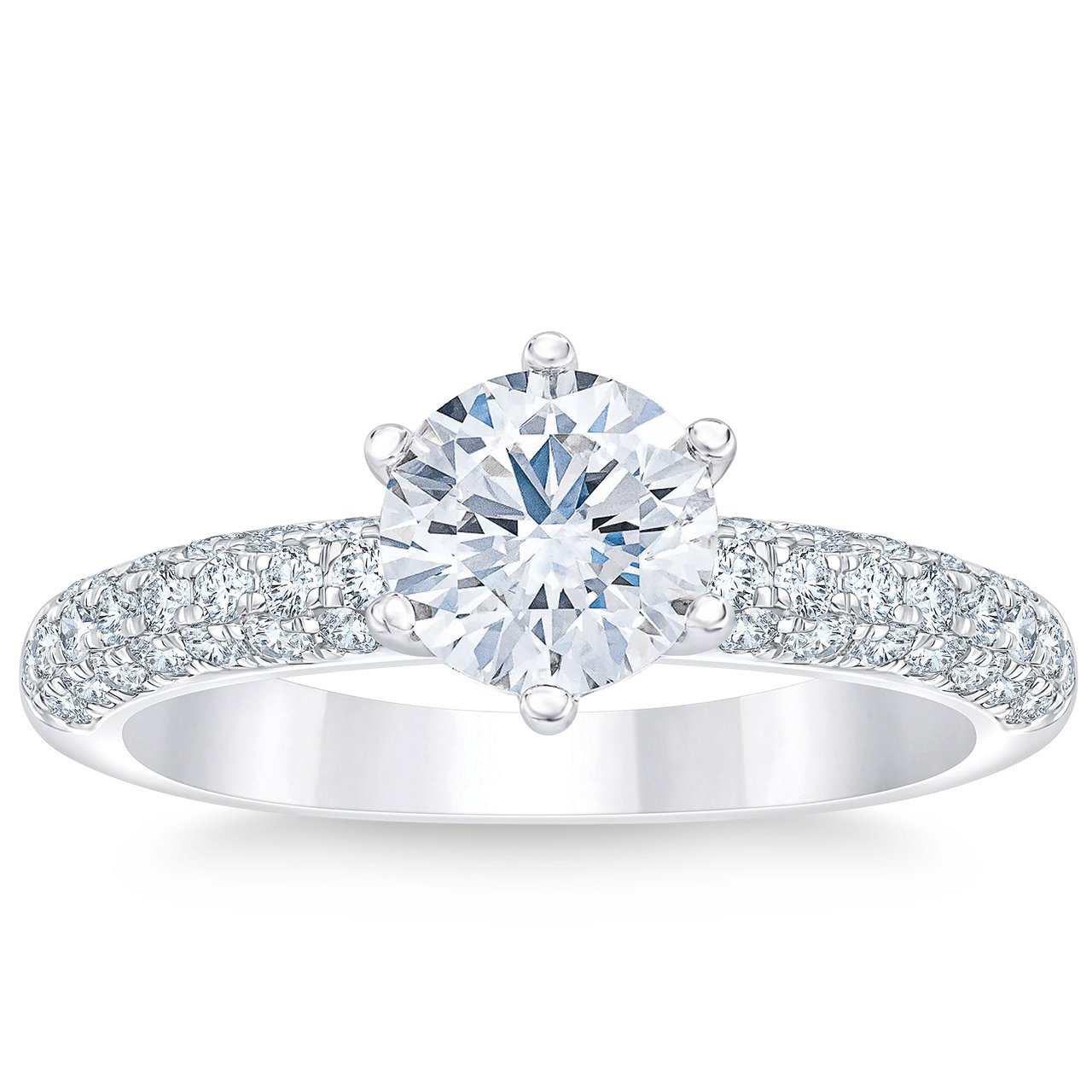 Platinum VS2 I Color 1.50 ctw Round Diamond Ring, 1.00 ct Center, Size 6 - Image 1