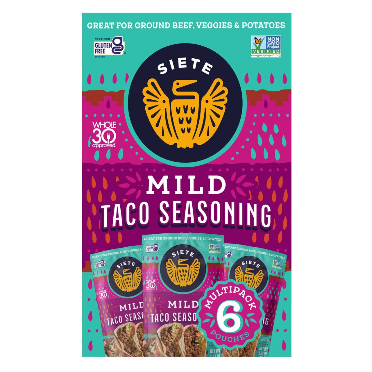 Siete Foods Mild Taco Seasoning, 6-Pack (6 x 1.31 oz) - Image 1