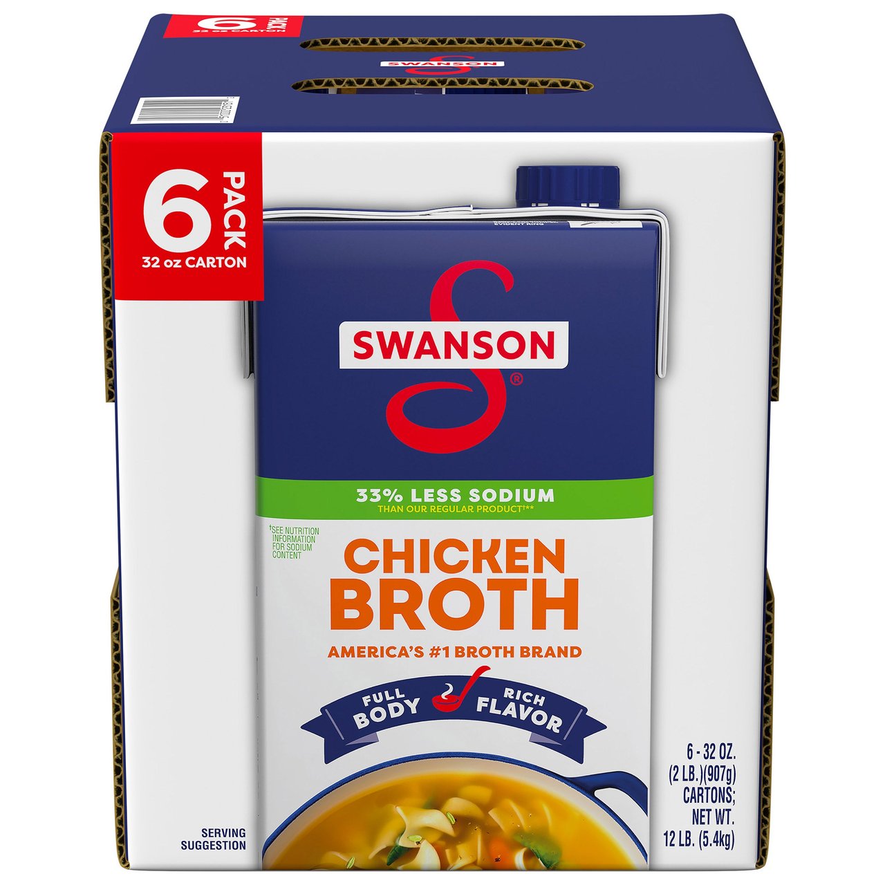 SWANSON NATURAL CHICKEN BROTH 6 X 32 OUNCES - Image 1