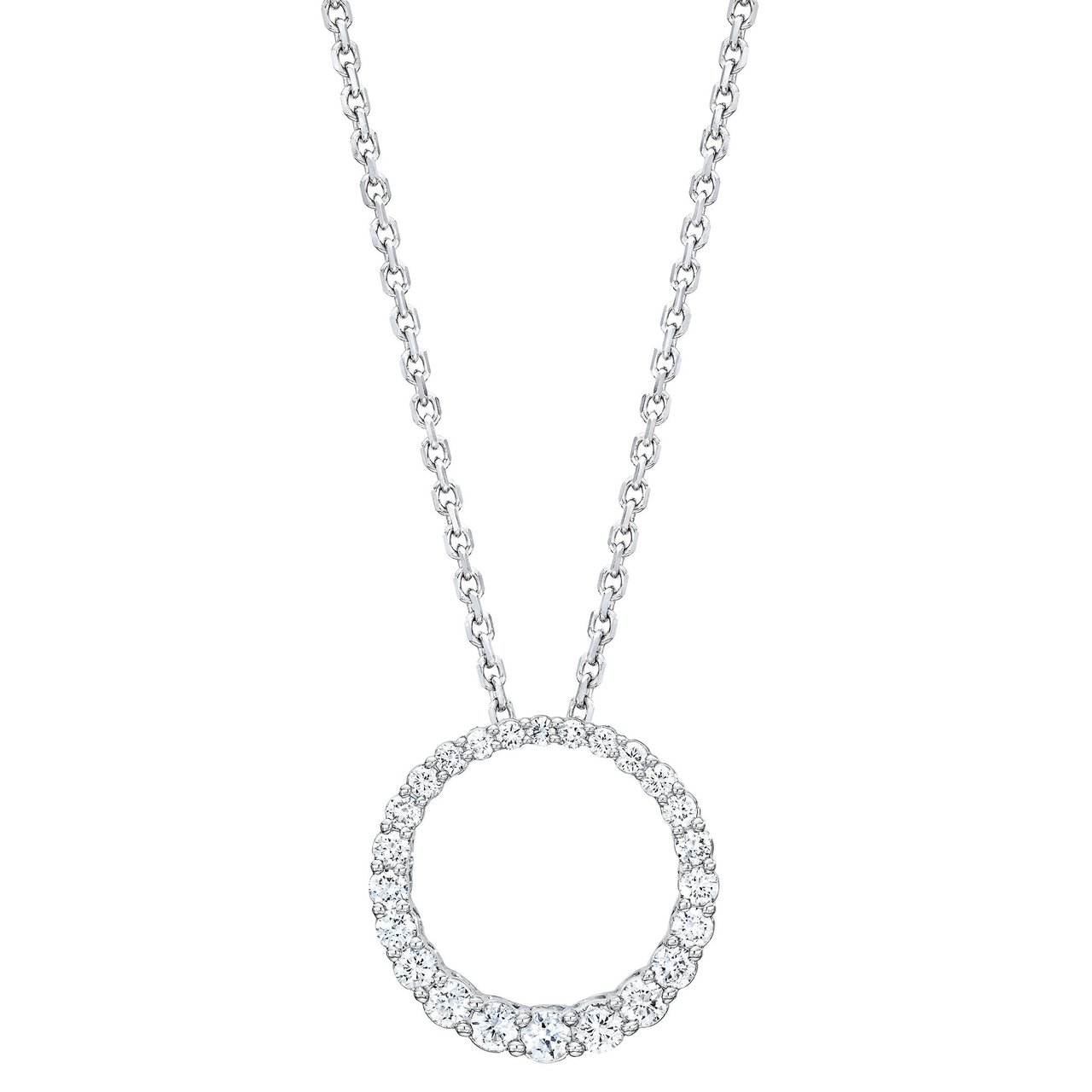 14K White Gold VS2 I 0.50ctw Round Diamond Circle Pendant - Image 1
