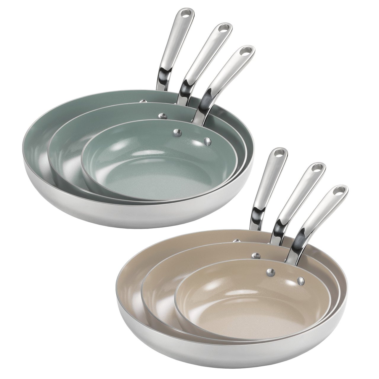Tramontina 3-Piece Stainless Steel Ceramic Fry Pans - Image 1