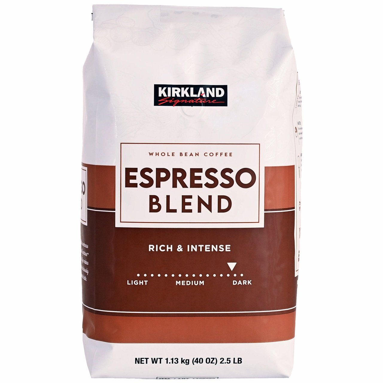 Kirkland Signature Espresso Blend Coffee, Dark Roast, Whole Bean, 2.5 lb - Image 1