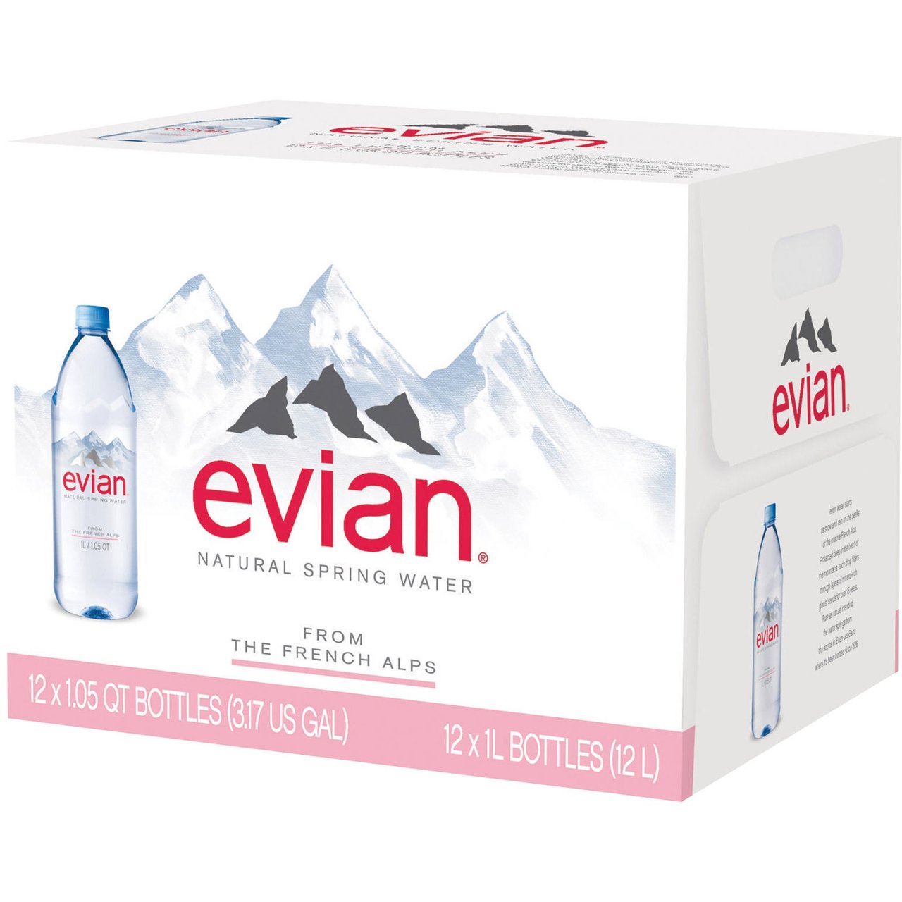 Evian Natural Spring Water, 12 x 1 Liter - Image 1