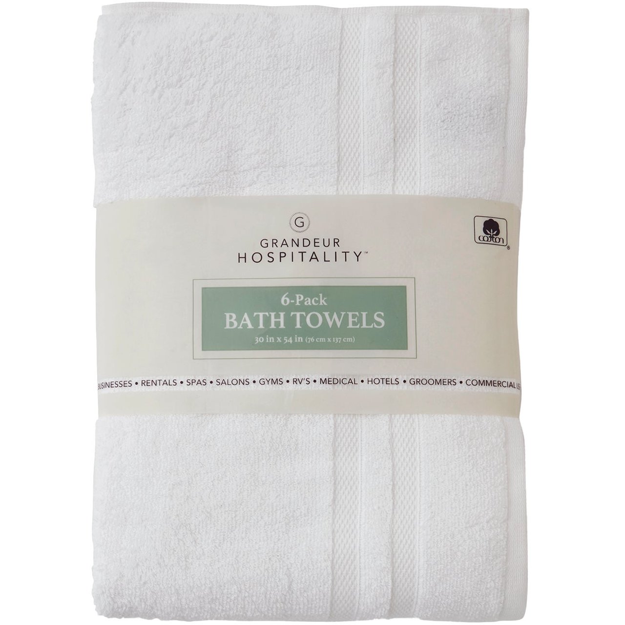 Grandeur Hospitality Bath Towel 6-Pack 30" x 54" - Image 1