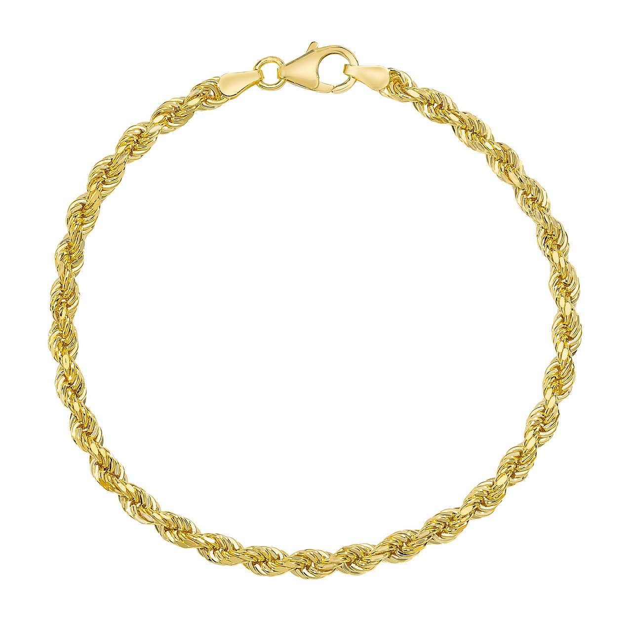 14kt Yellow Gold 7.5" Rope Chain Bracelet Made in Italy - Image 1