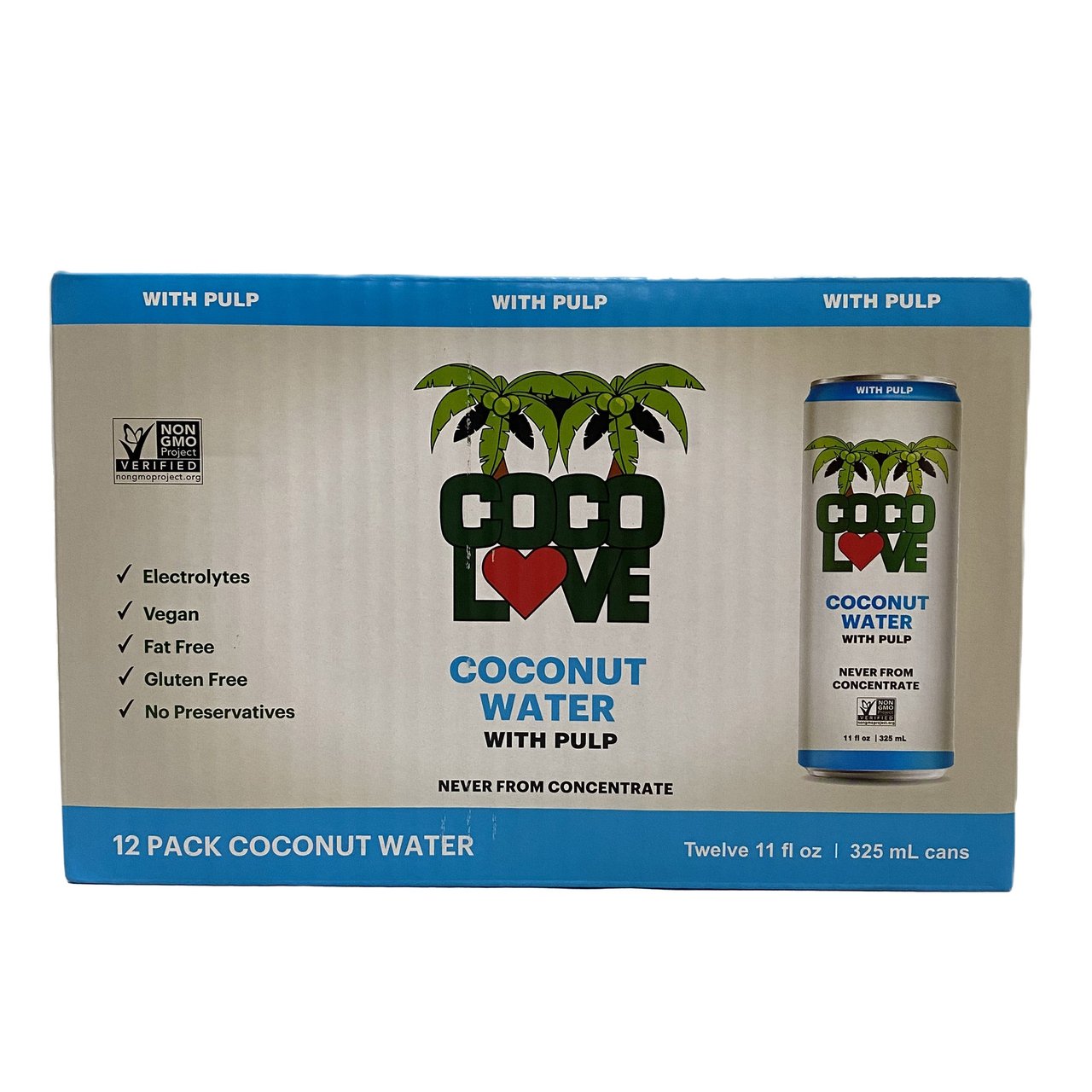 Coco Love Coconut Water with Pulp 12/11 oz Cans - Image 1