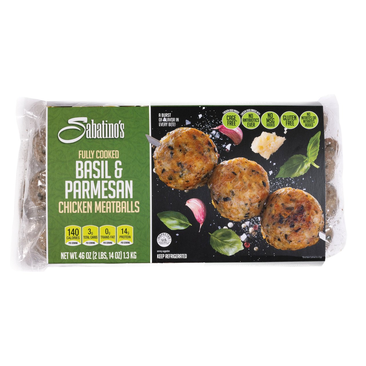 Sabatino's Basil Parmesan Chicken Meatballs 46 oz - Image 1