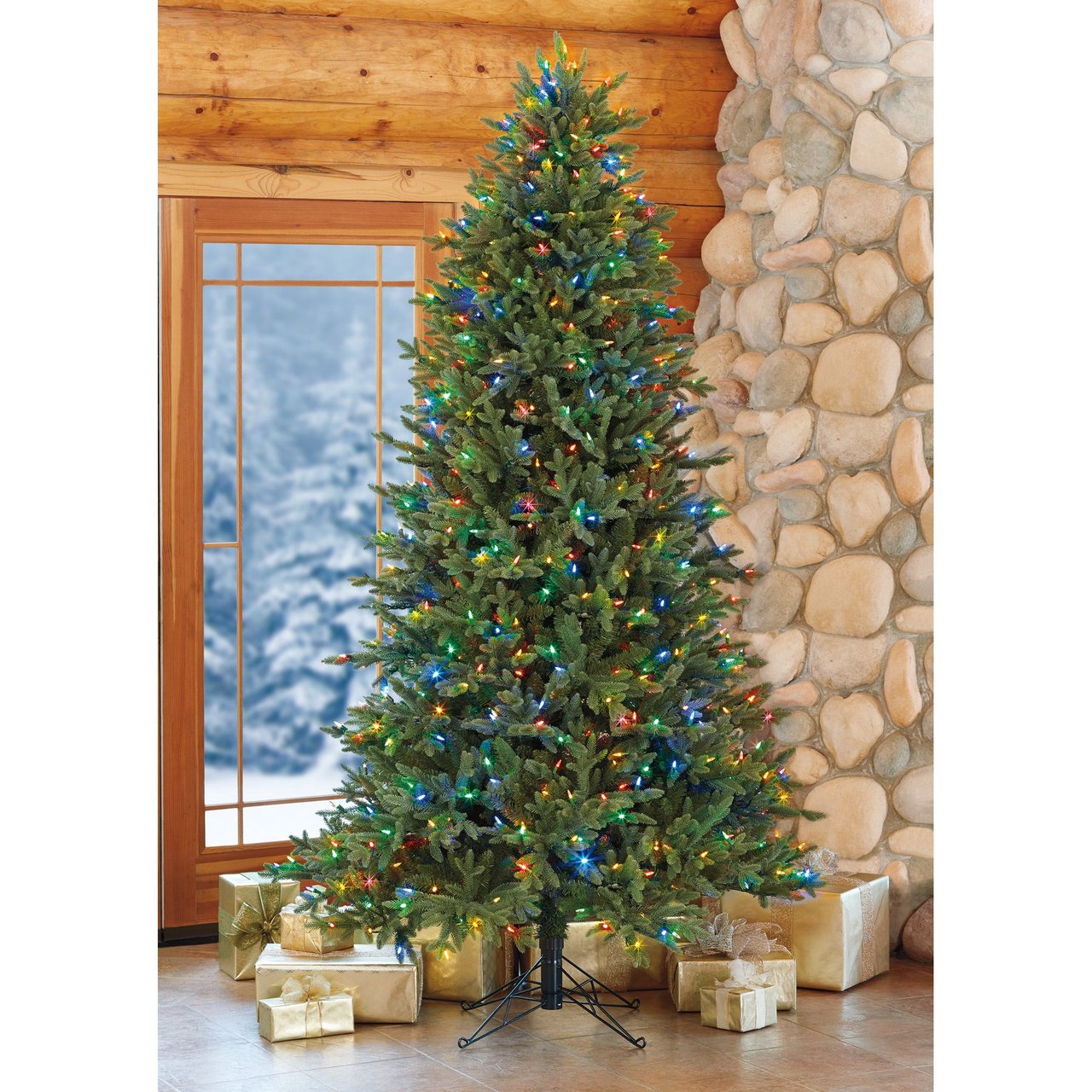 7.5' Pre-Lit LED Christmas Tree with SureBright EZ Connect Color Changing Option - Image 1