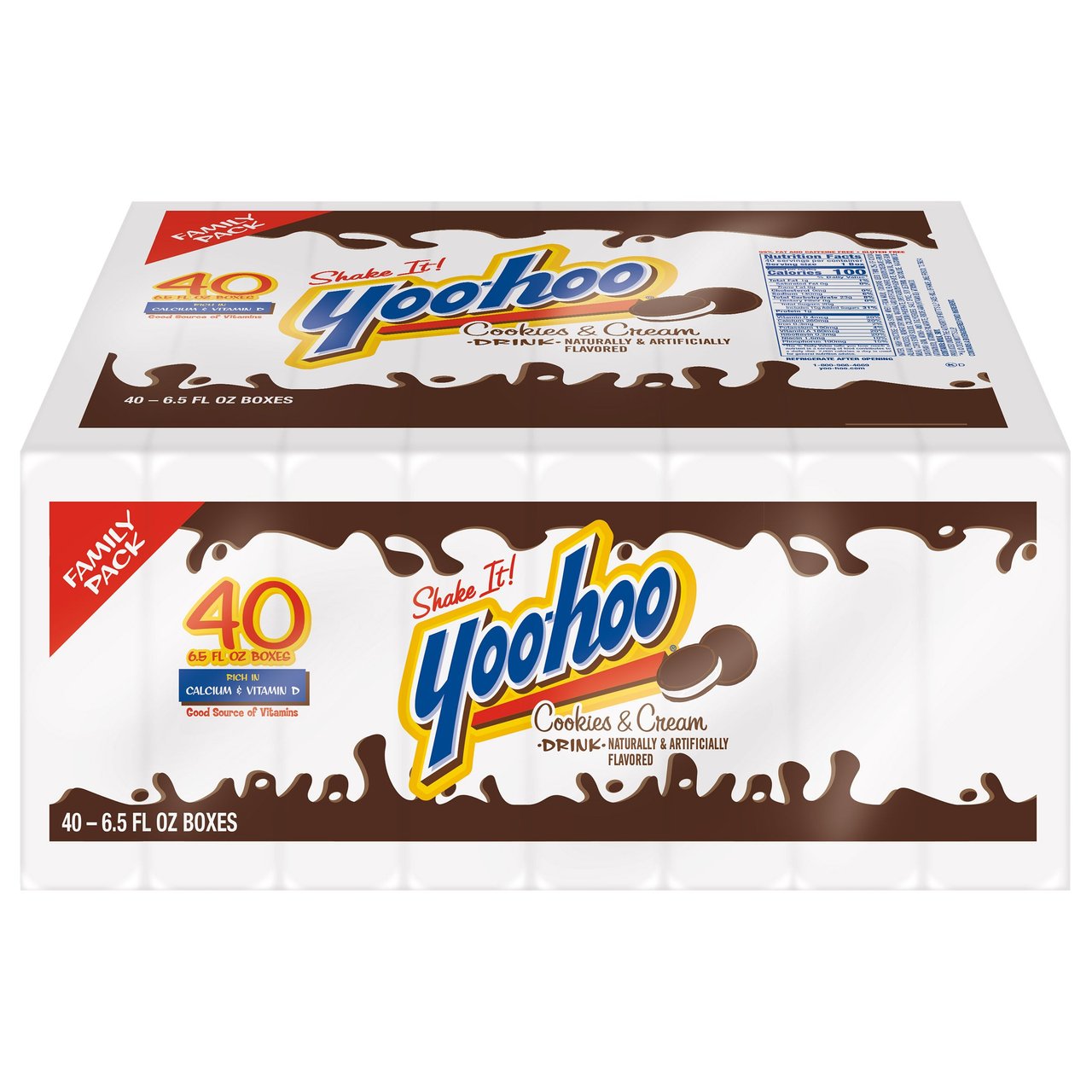 Yoo-Hoo Cookies & Cream Flavored Drink, 6.5 fl oz, 40 Pack - Image 1