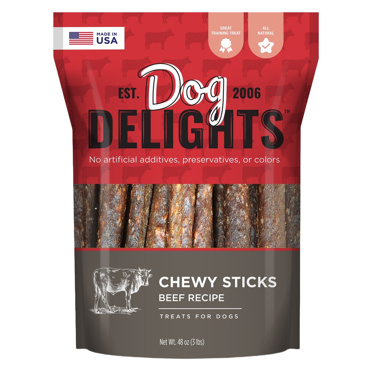Dog Delights Chewy Beef Sticks, 3 Pounds - Image 1