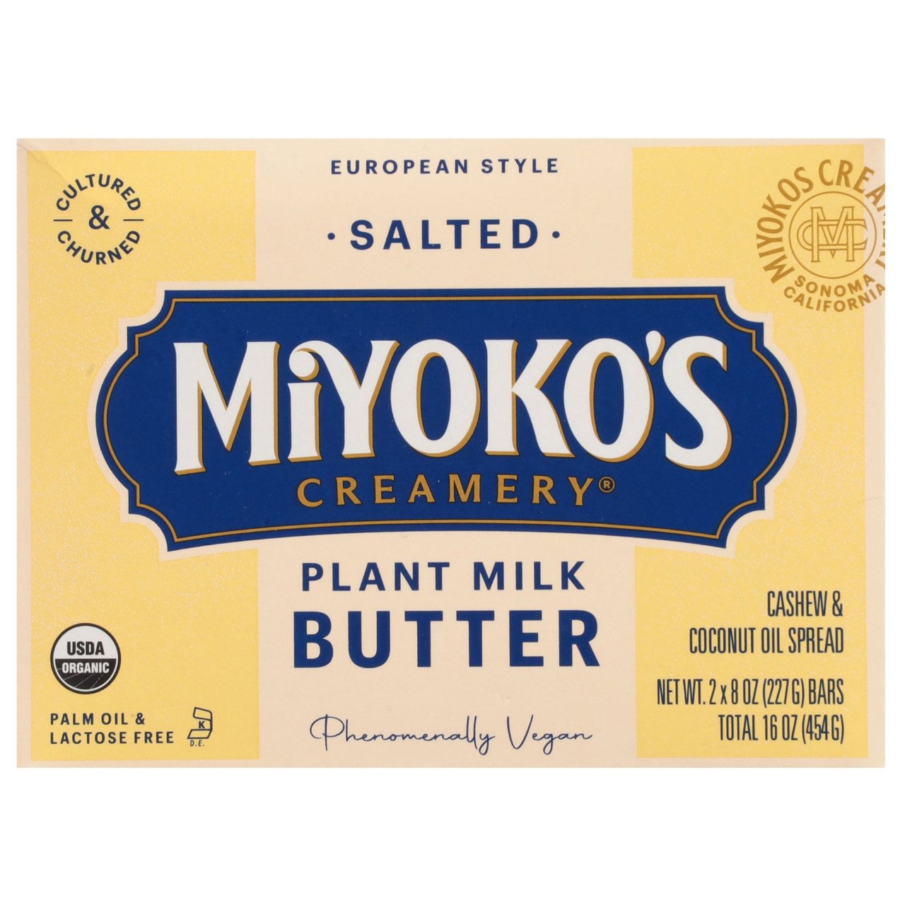 Organic Miyoko's Cultured Vegan Butter, 2 Pack, 8 Ounces Each - Image 1