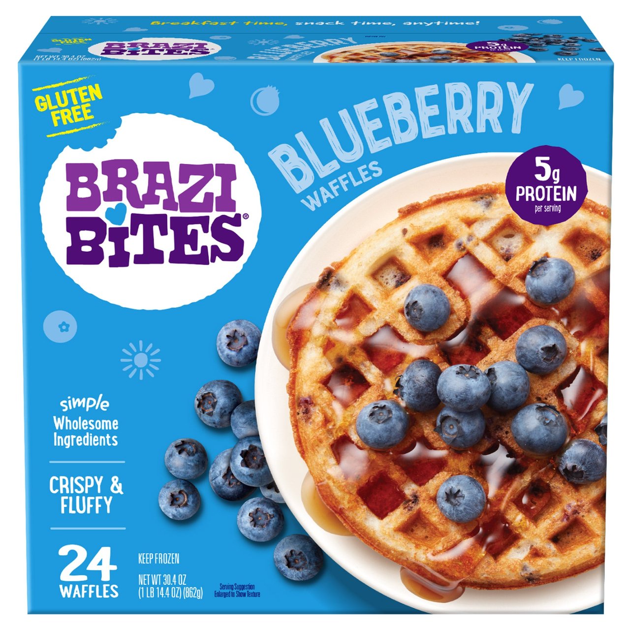 Brazi Bites Blueberry Gluten-Free Waffles 24 CT - Image 1