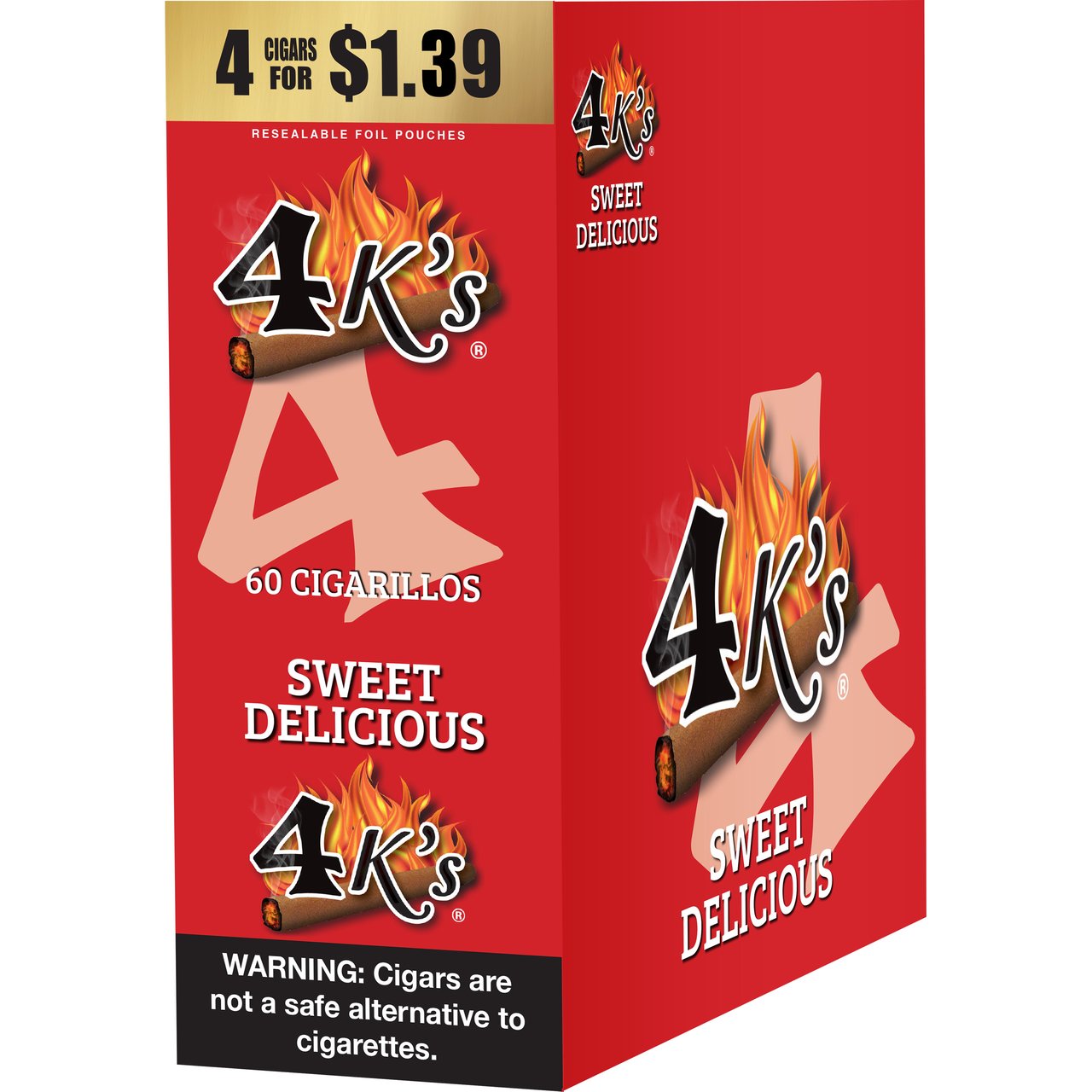 4K's Cigarillos Sweet Delicious, 15 Pouches of 4 ($1.39 per Pouch) - Image 1
