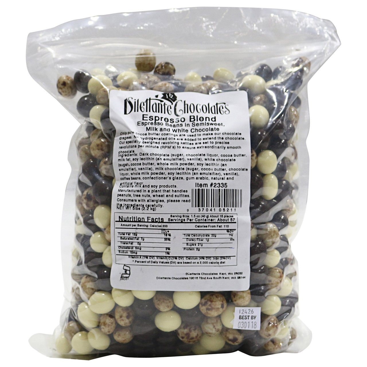 Dilettante Chocolates Espresso Beans Variety 5 lbs (80 oz) - Image 1