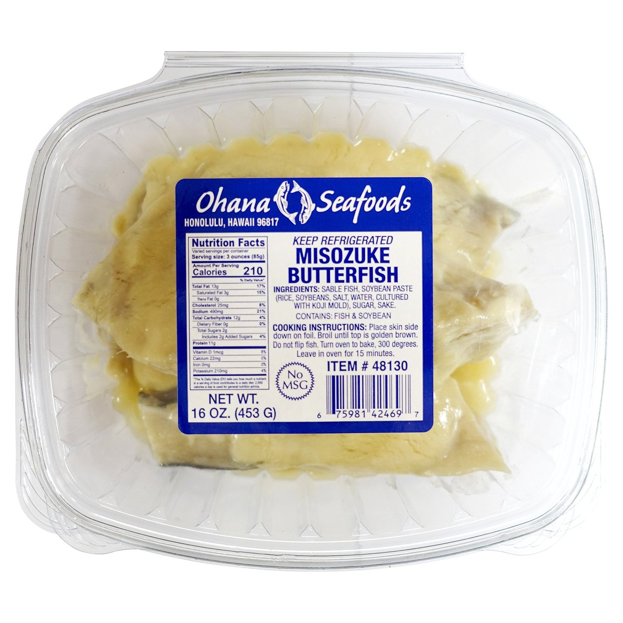 Ohana Seafoods Misozuke Butterfish, Net Wt 1 lb