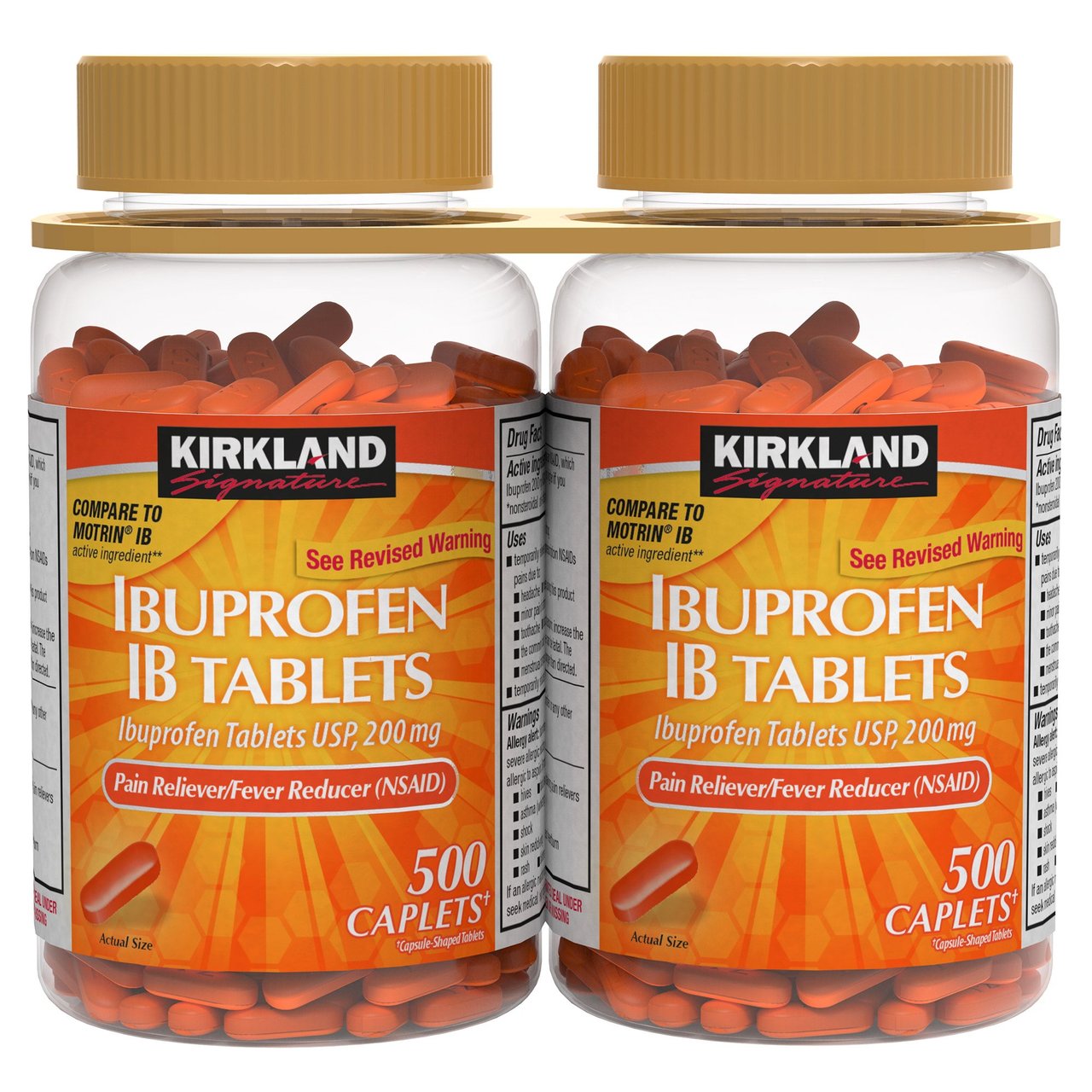 Kirkland Signature Ibuprofen IB 200 mg Caplet, 2 x 500 Count - Image 1