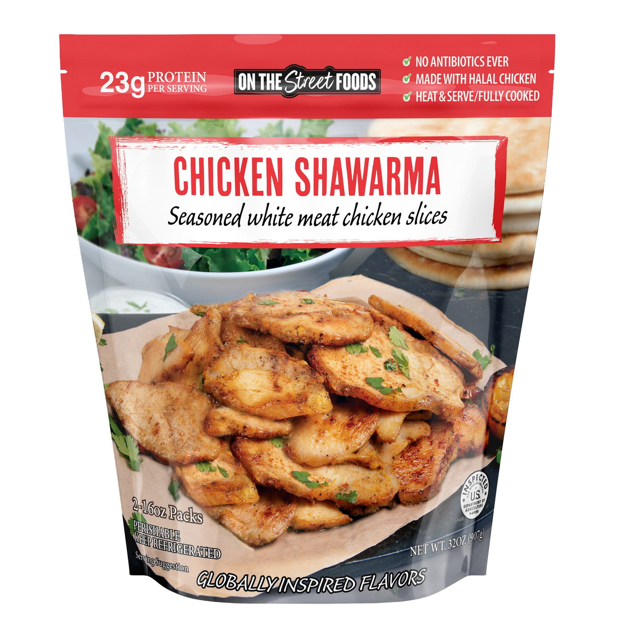 On The Street Foods Chicken Shawarma Slices, 32 oz - Image 1