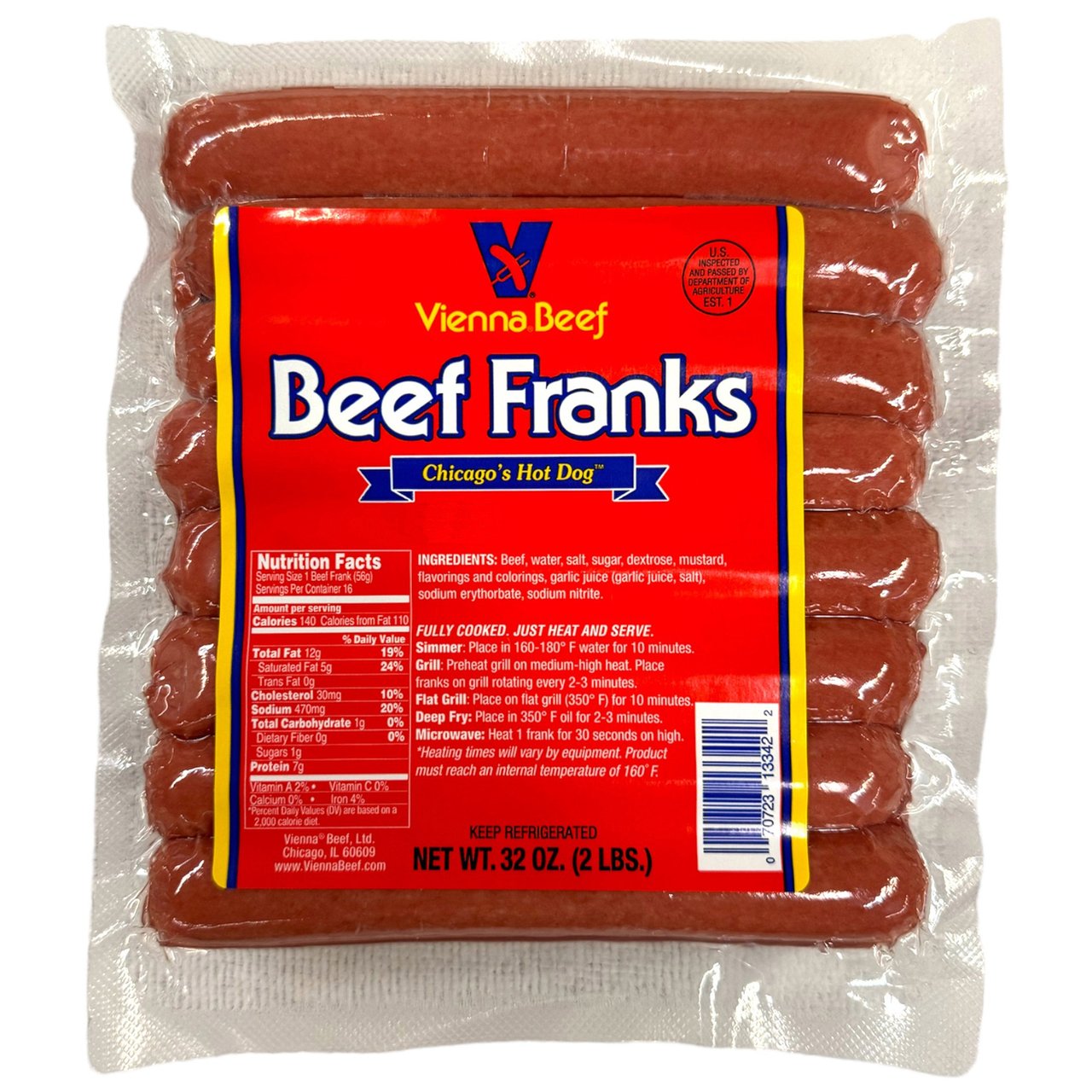 Vienna Beef Beef Franks 32 Ounce Package - Image 1