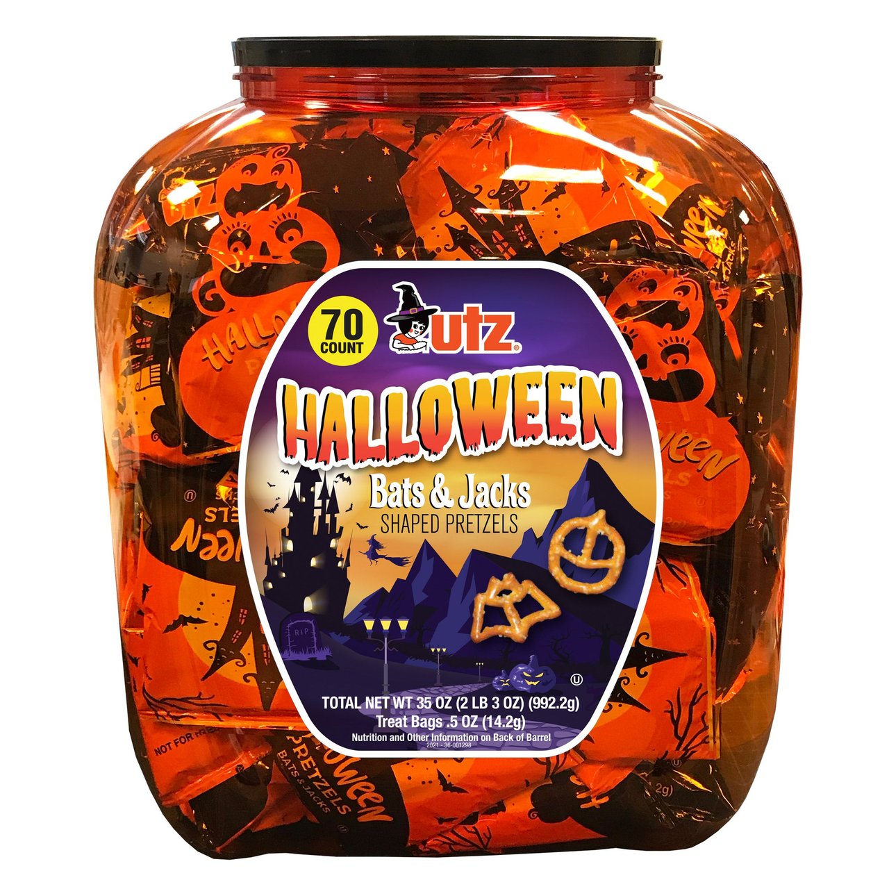 Utz Halloween Bat & Jack Shaped Pretzels 70 CT (2.187 lbs) - Image 1