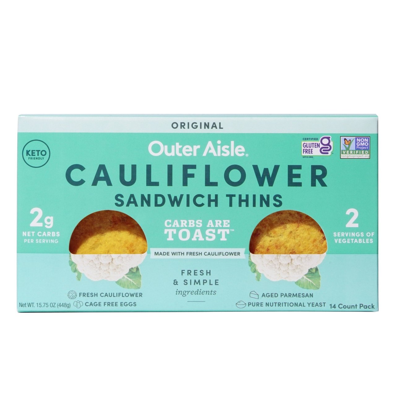 Outer Aisle Gourmet Cauliflower Sandwich Thins, 14 CT (0.98 lb)