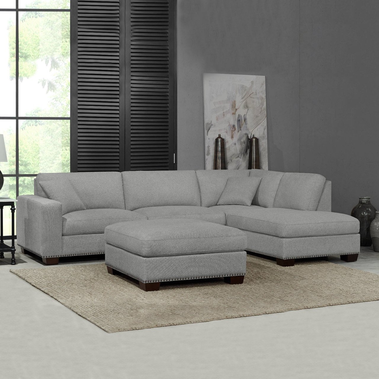 Thomasville Artesia Fabric Sectional with Ottoman - Image 1