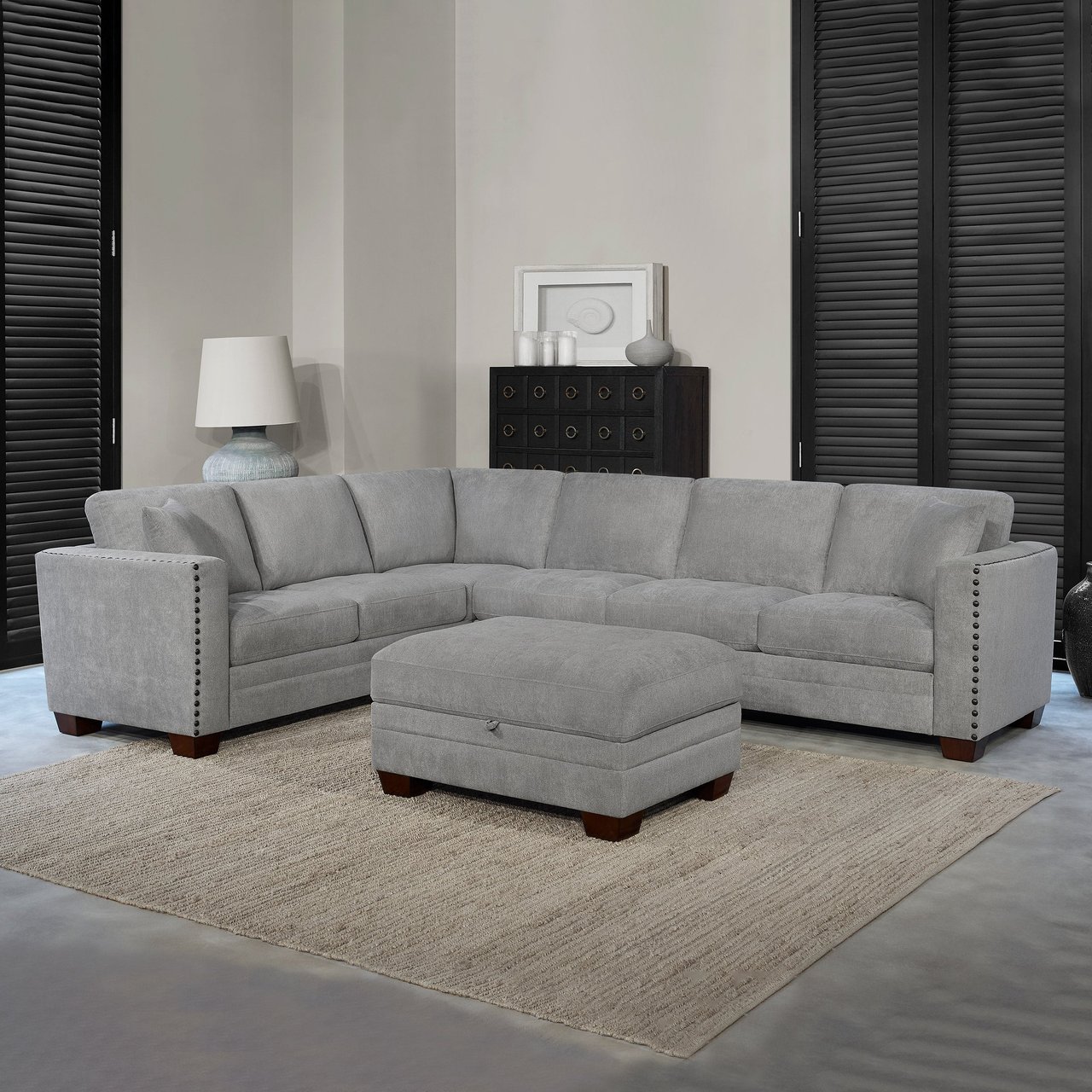 Thomasville Selena Fabric Sectional with Storage Ottoman - Image 1