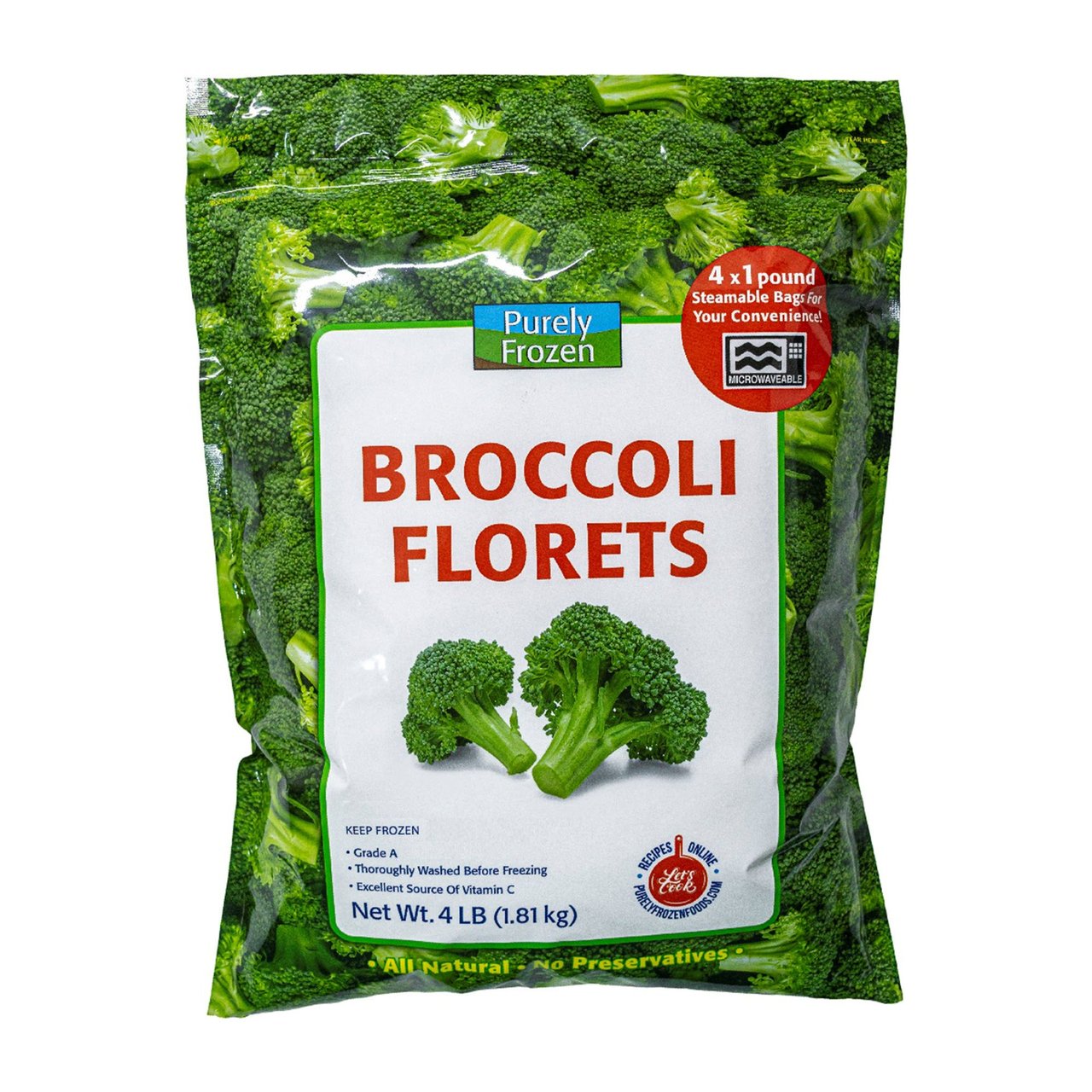 Purely Frozen Broccoli Florets 4 lbs - Image 1