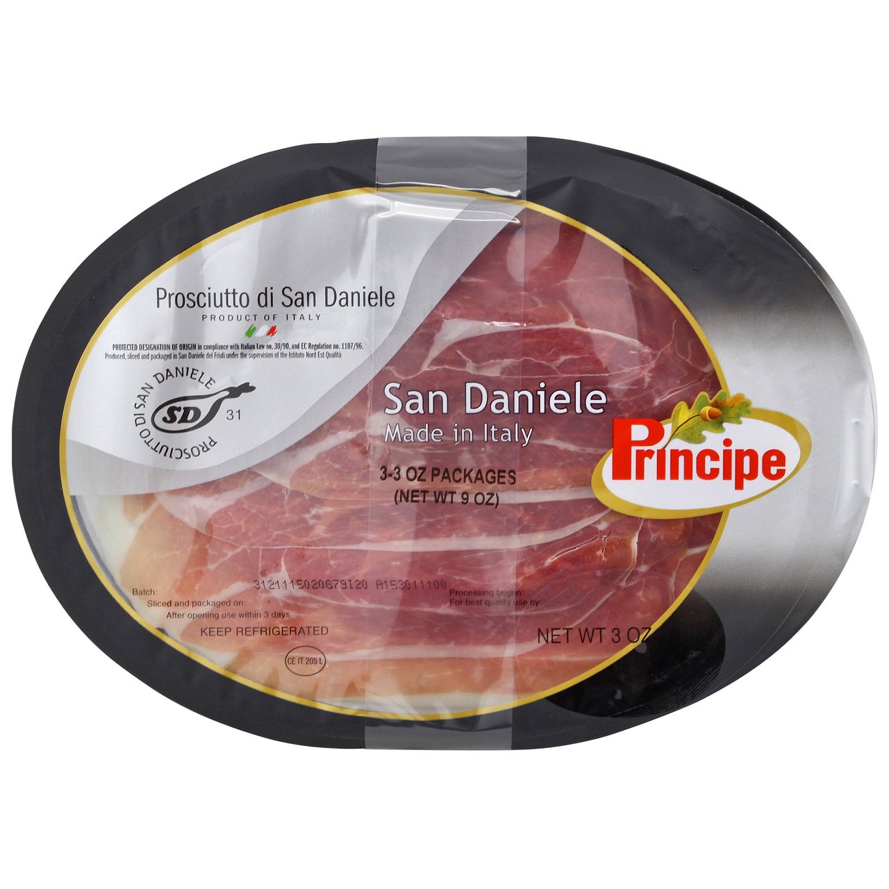 Principe Prosciutto di San Daniele, 3-Pack (3 oz Each)