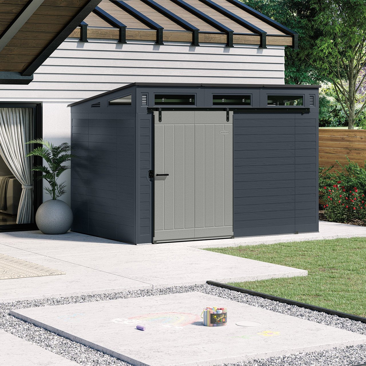 Suncast Modernist 10 ft. x 7 ft. Sliding Door Storage Shed - Image 1