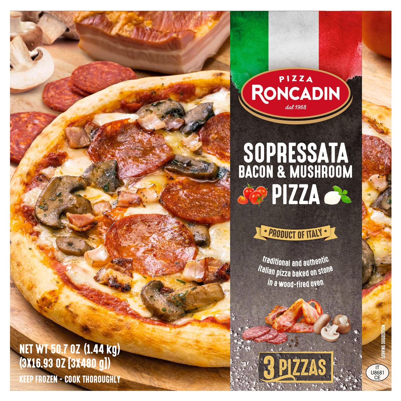 Roncadin Soppressata Pizza 3 CT (3.17 lbs) - Image 1