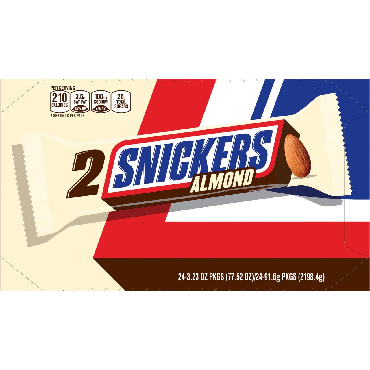 Snickers Almond King Size Candy Bars, 3.23 oz, 24 CT - Image 1