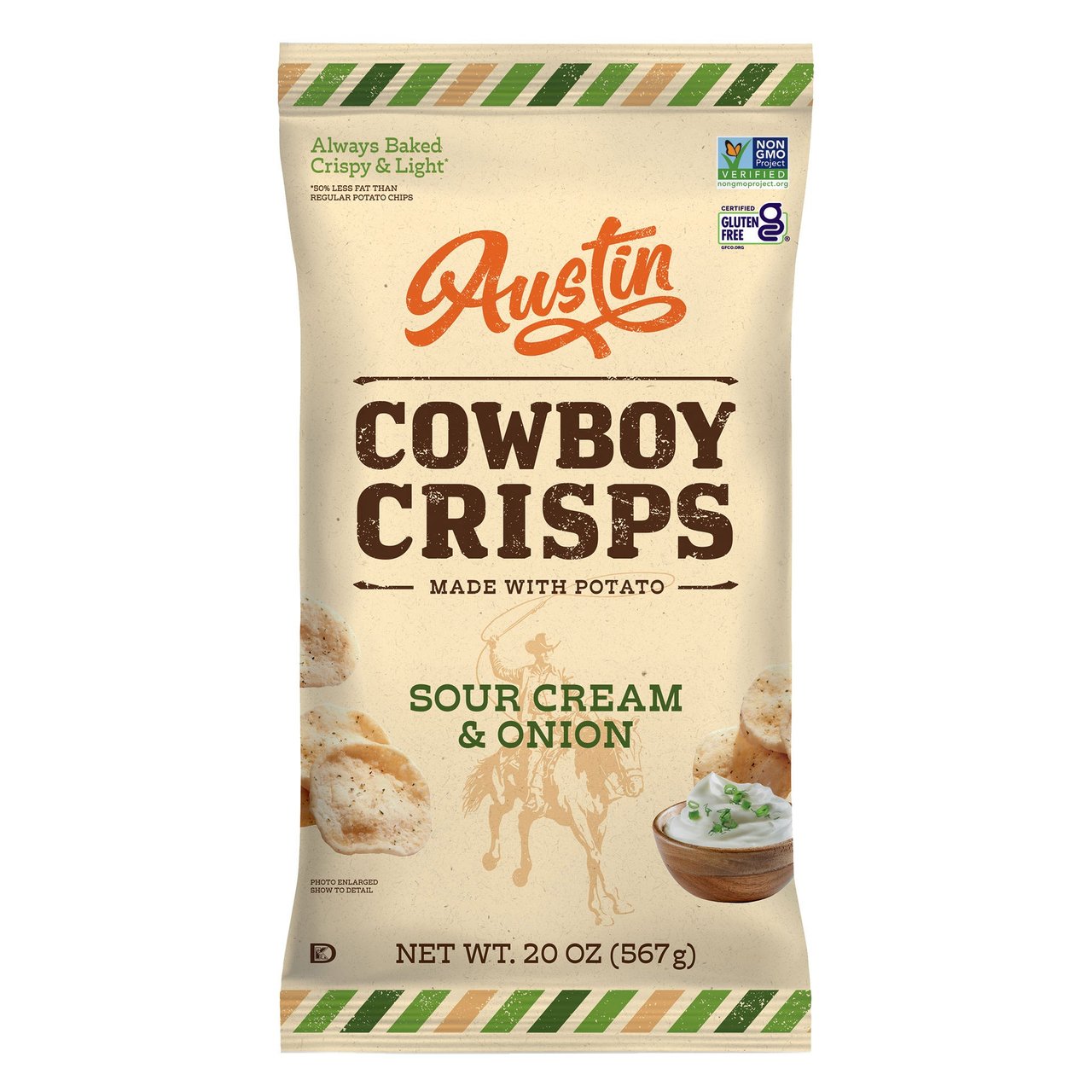 Cowboy Crisps Sour Cream and Onion 20 oz - Image 1