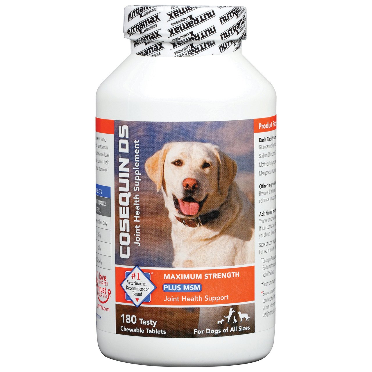 Nutramax Labs Cosequin Plus MSM Joint Health Supplement for Dogs, 180 Chewable Tablets - Image 1