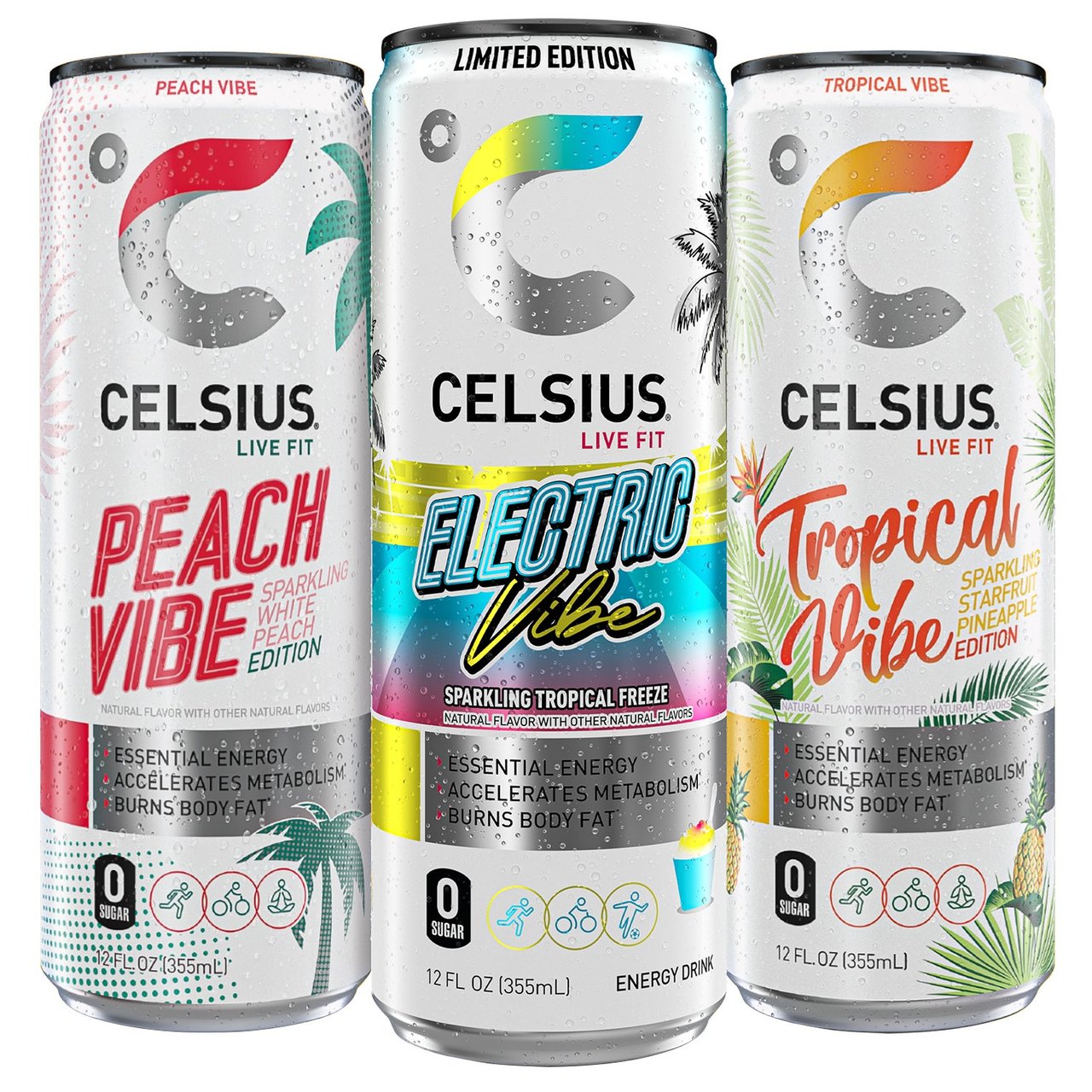 Celsius Live Fit Vibe Energy Drink Variety Pack, 18 x 12 fl oz Cans - Image 1