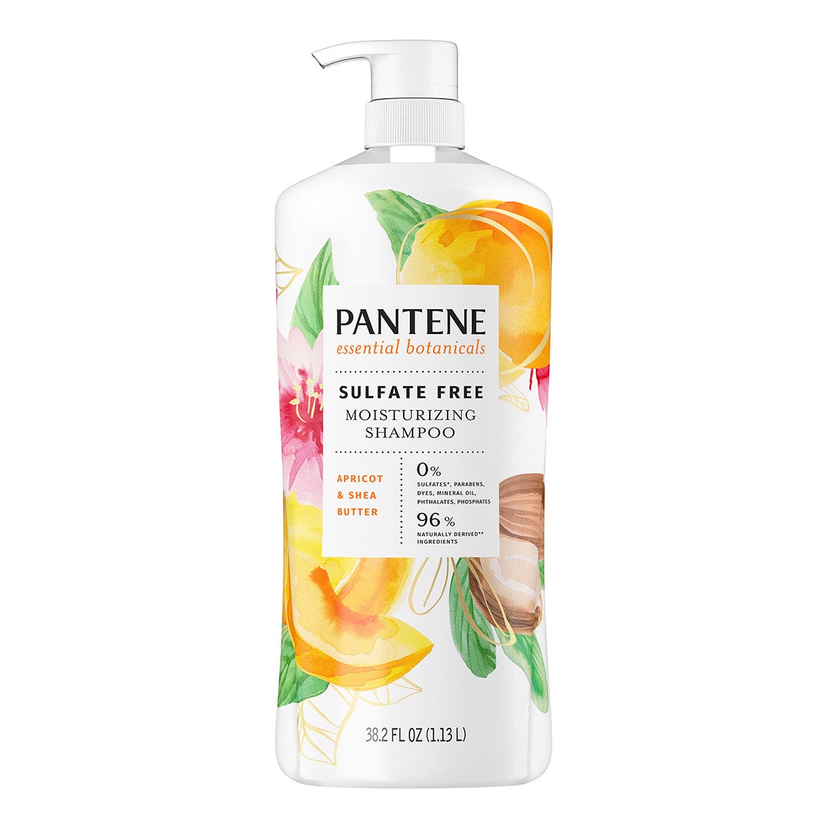 Pantene Essential Botanicals Moisturizing Shampoo, Apricot & Shea Butter, 38.2 fl oz - Image 1