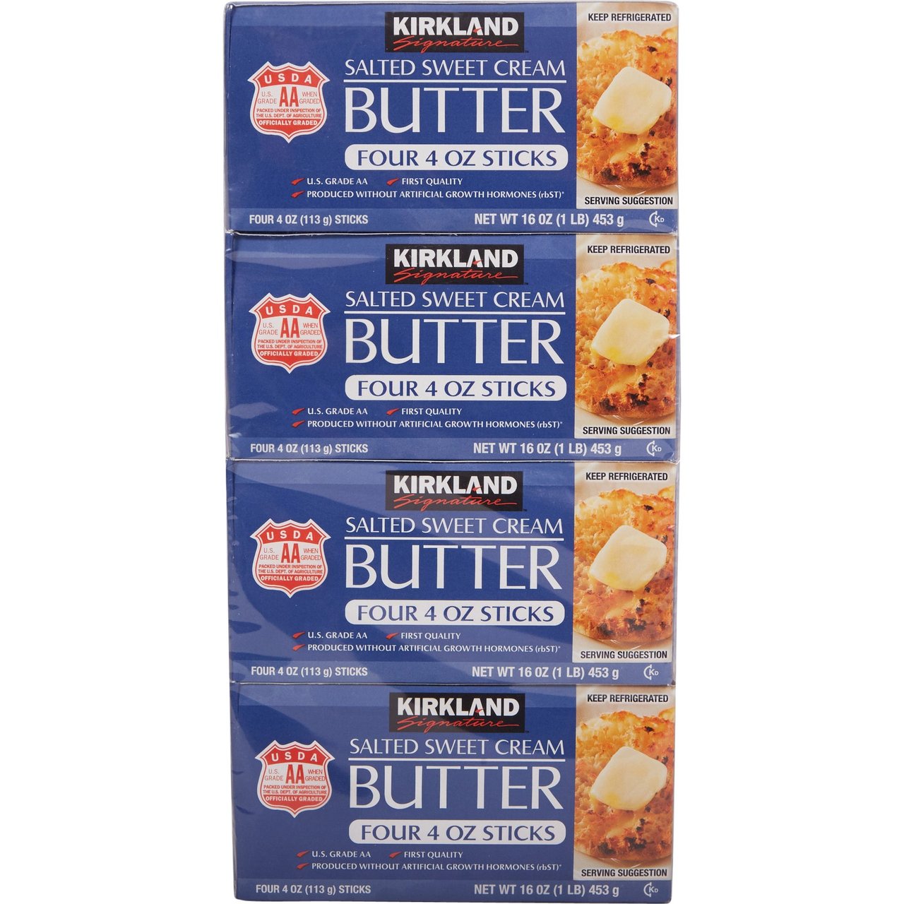 Kirkland Signature Salted Butter Quarters, 4 x 1 lb - Image 1
