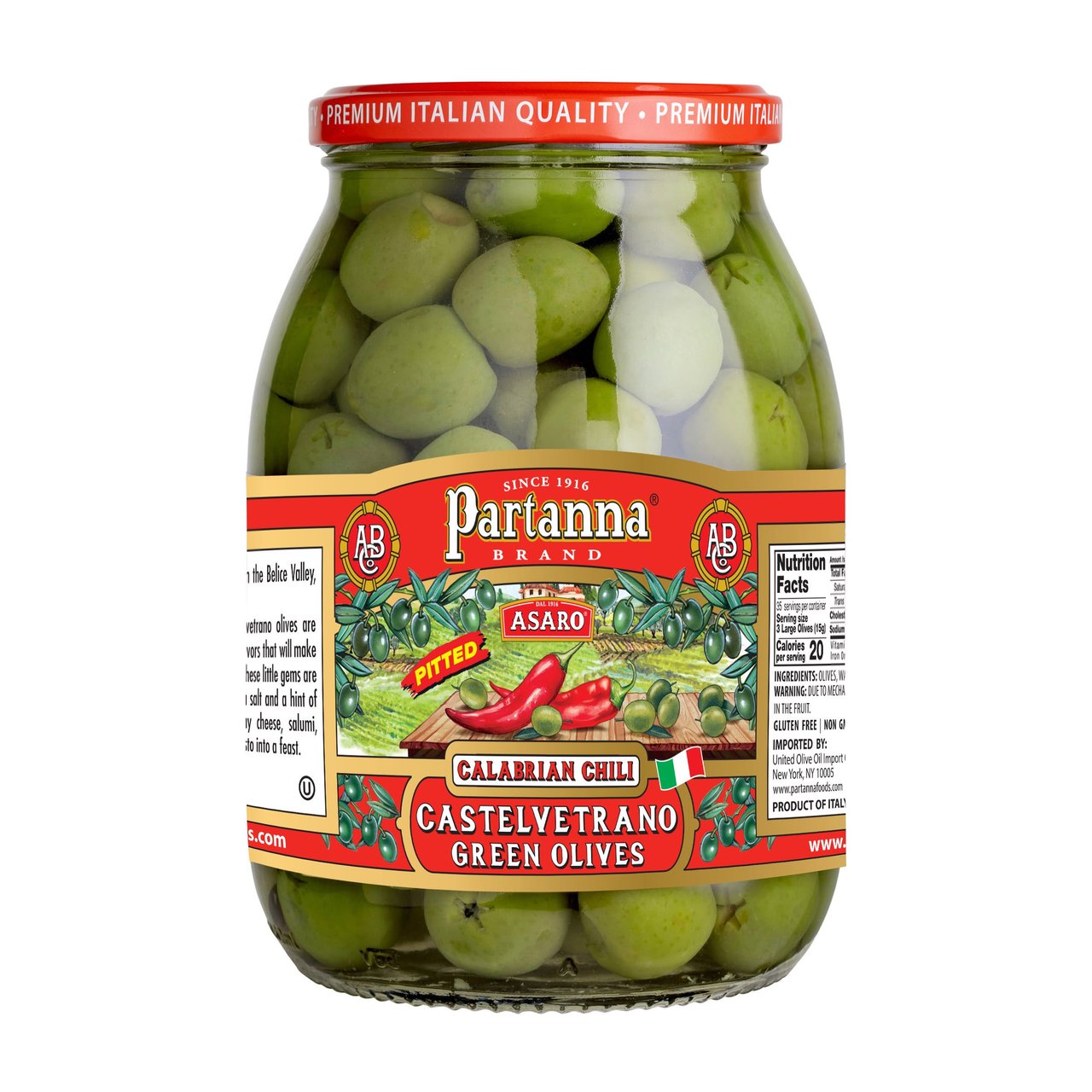 Partanna Olives with Calabrian Chili 18.7 oz - Image 1