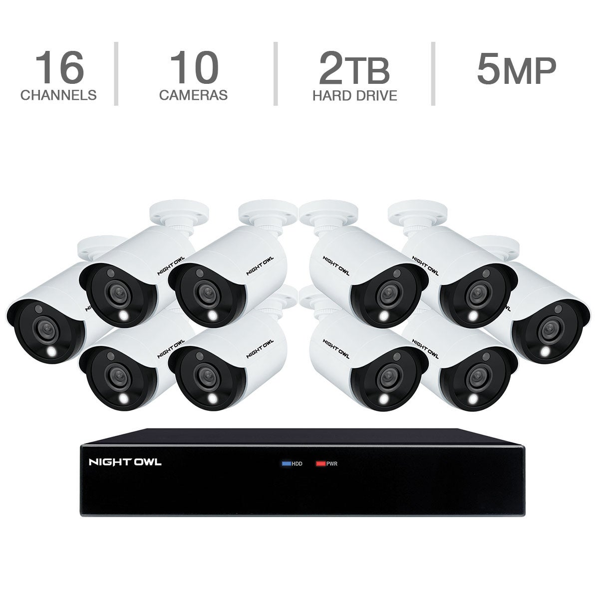 Night Owl 16-Channel DVR with 10 5MP Camera Security System - Image 1