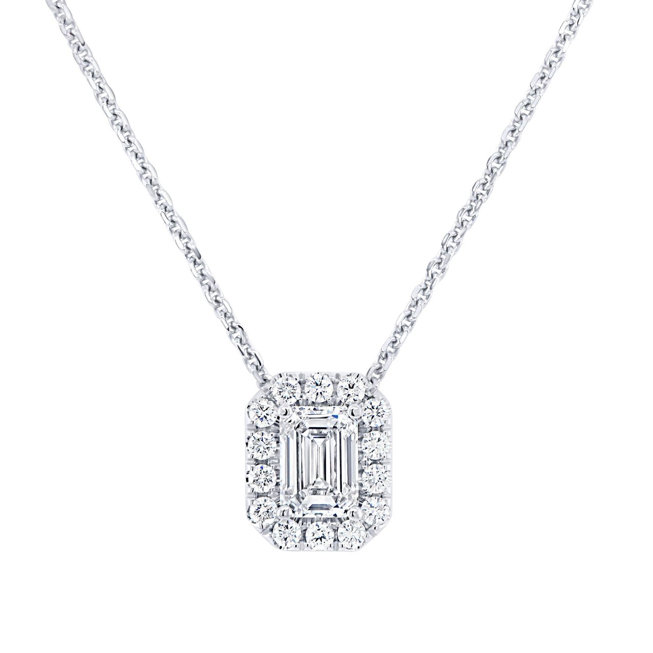 1.30 CTW Emerald Cut Platinum 18" Pendant with 1.01 CT Center IF "D" Diamond - Image 1