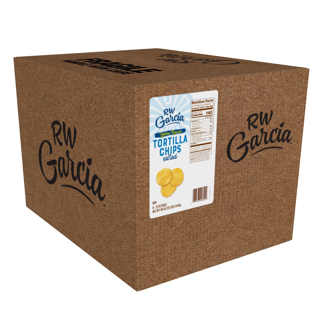 RW Garcia Yellow Round Tortilla Chips, Salted - 6 x 32 oz - Image 1