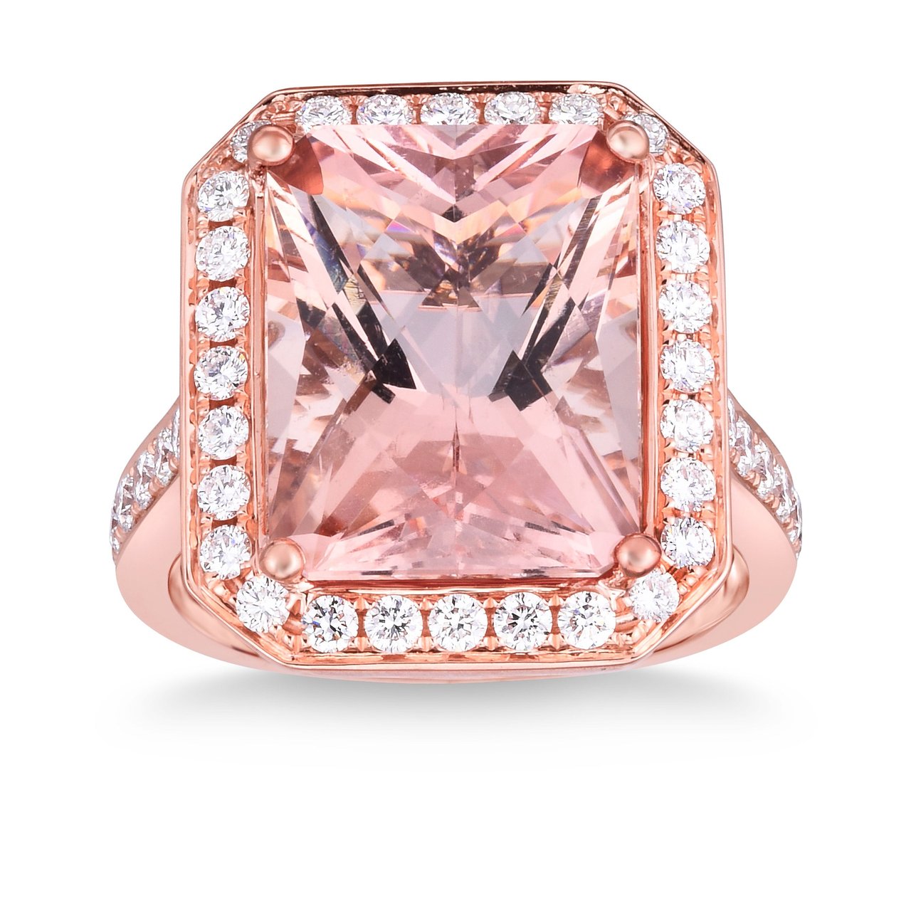 14kt White Gold VS2 H 0.78 CTW Diamond and Morganite Ring - Image 1
