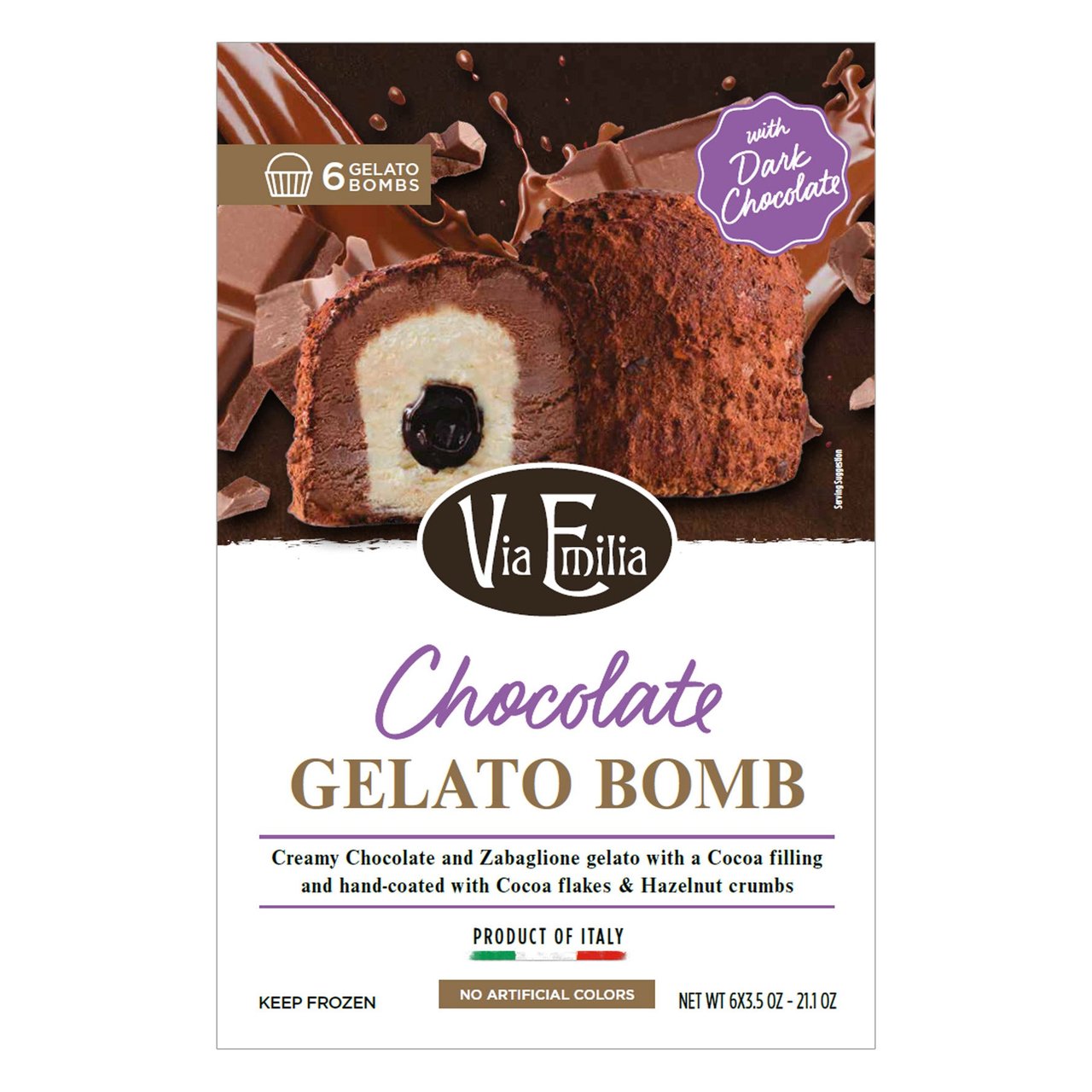 Via Emilia Gelato Chocolate Bomb 6 CT - Image 1