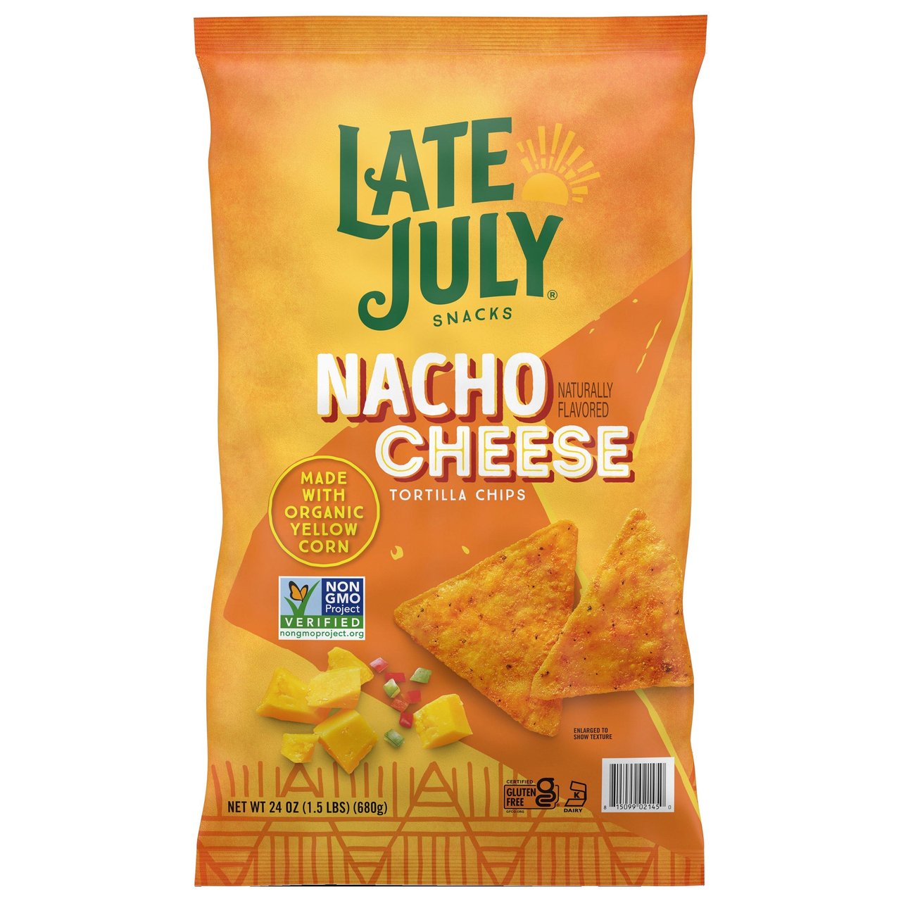Late July Nacho Cheese Tortilla Chips, 24 oz Bag