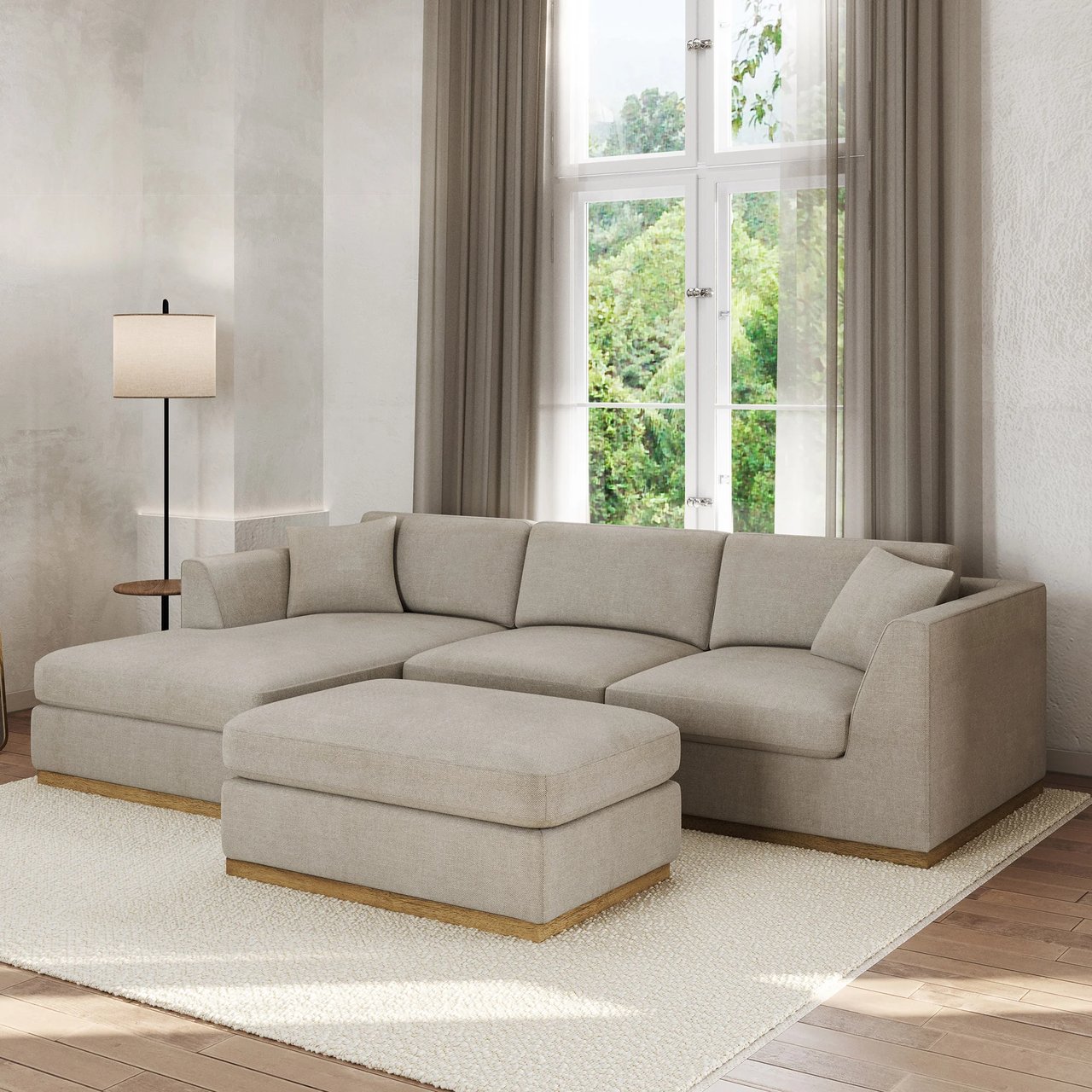 Henredon Caley Reversible Sofa Chaise with Ottoman - Image 1