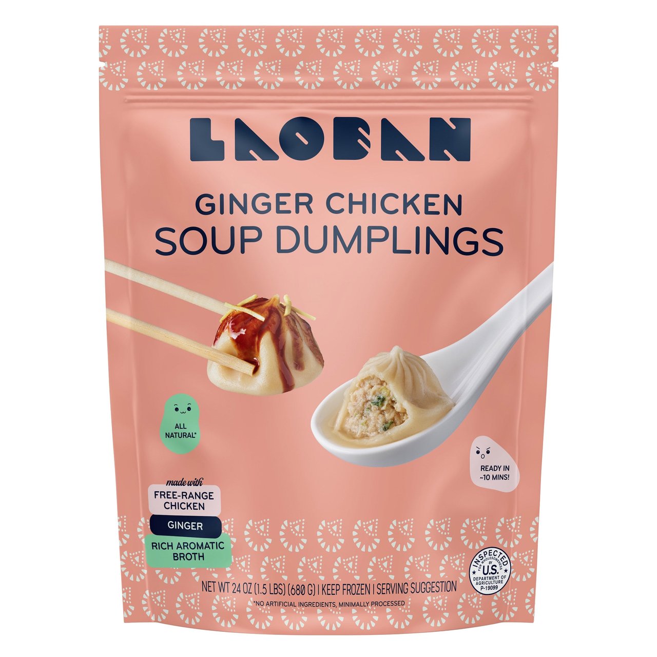 Laoban Ginger Chicken Soup Dumplings 24 oz (1.5 lbs) - Image 1